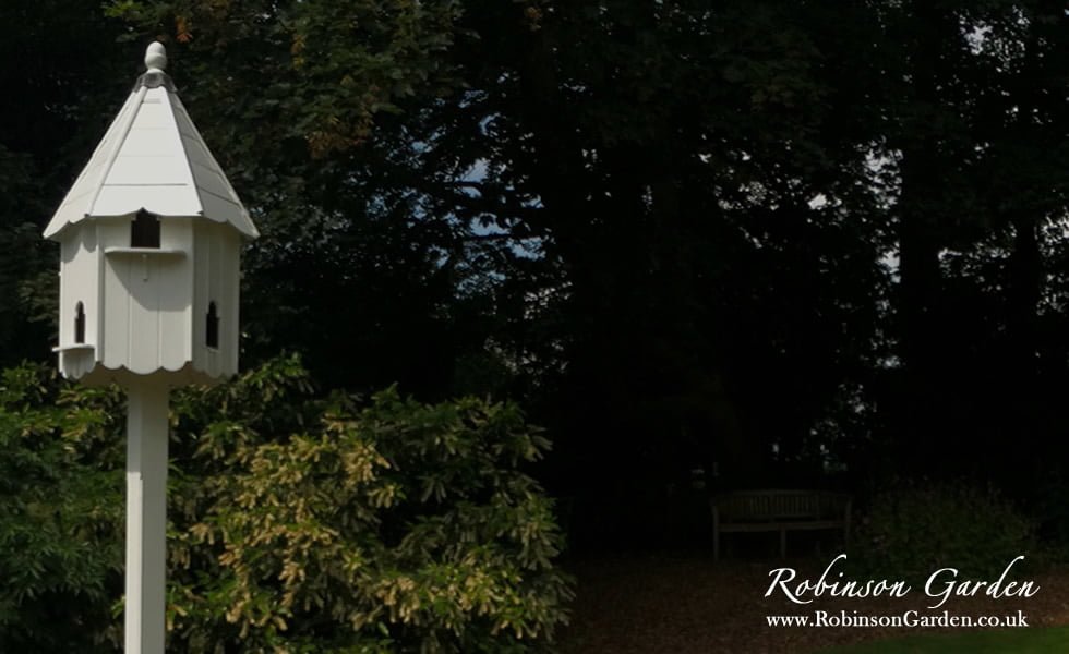 The Robinson Garden catalogue, displaying all of our bespoke garden products such as the Richmond seated arbour, dovecotes, bird tables, bird boxes, bird houses, wooden garden obelisks and more. Take a look at our catalogue on our website. Robinson Garden, bespoke garden products.