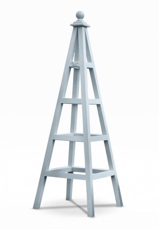 Windsor Wooden Garden Obelisk hand-painted using Farrow and Ball Paint. All hand crafted in England, UK. Suitable for climbing plants to climb up the structure such as clematis and rose trees and bushes